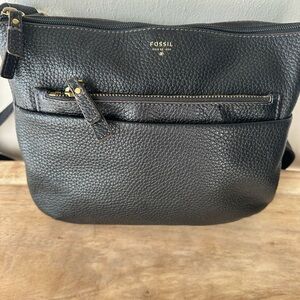Fossil Black Leather Crossbody Purse